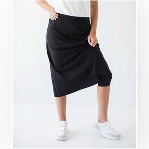 The Mainstreet Exchange Zooey Modest Midi Cotton Athletic Skirt Black Size Small